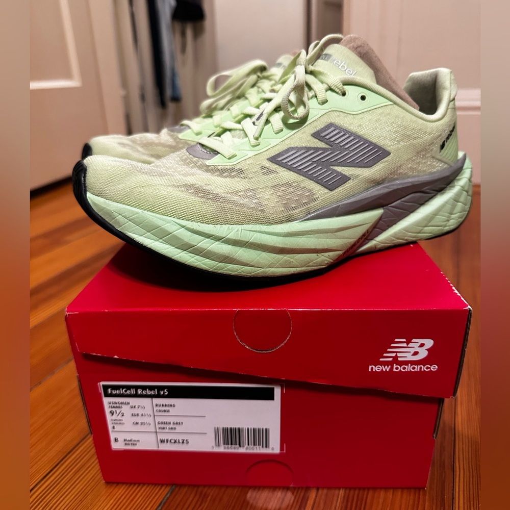 New Balance FuelCell Rebel v5 Mint Green and Gray Women’s Sneakers 9.5